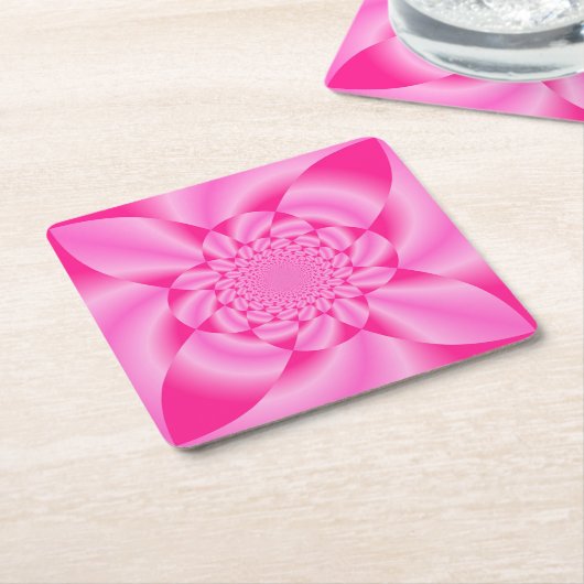 Roze Blad Kroonblad Kartonnen Onderzetters (Schuin)