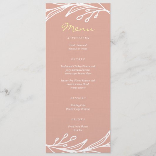 Roze blad met Chinese bruiloft dubbel geluk Menu (Voorkant)