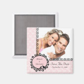 Roze blad Tortelduifjes foto Save The Date Magnet (Voorkant / Achterkant)