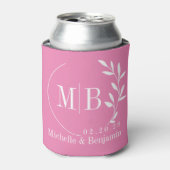 Roze Blad Trouw Monogram Blikjeskoeler (Blikje Voorkant)