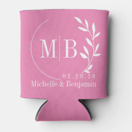 Roze Blad Trouw Monogram Blikjeskoeler