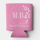 Roze Blad Trouw Monogram Blikjeskoeler (Achterkant)
