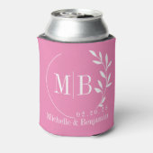 Roze Blad Trouw Monogram Blikjeskoeler (Blikje Achterkant)