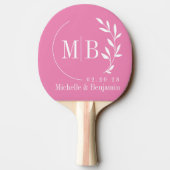 Roze Blad Trouw Monogram Tafeltennisbatje (Achterkant)
