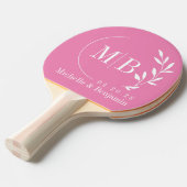 Roze Blad Trouw Monogram Tafeltennisbatje (Voorkant Gekanteld)