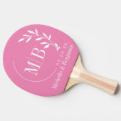 Roze Blad Trouw Monogram Tafeltennisbatje (Zijkant)