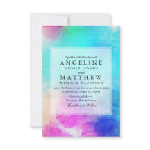 Roze blad Waterverf huwelijksuitnodiging