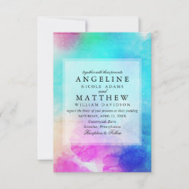 Roze blad Waterverf huwelijksuitnodiging Kaart