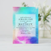 Roze blad Waterverf huwelijksuitnodiging Kaart (Staand voorkant)