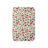 roze bladboom retro uil patroon badmat (Voorkant Verticaal)