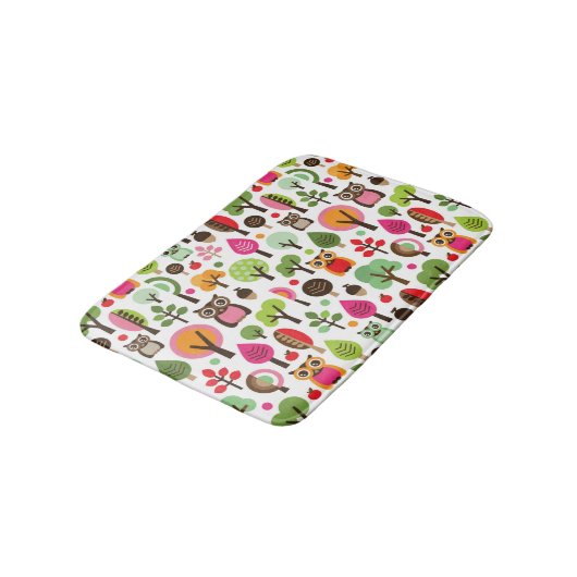 roze bladboom retro uil patroon badmat (Gekanteld)
