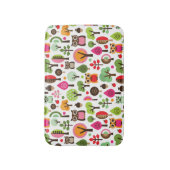 roze bladboom retro uil patroon badmat (Voorkant Verticaal)