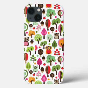 roze bladboom retro uil patroon Case-Mate iPhone case