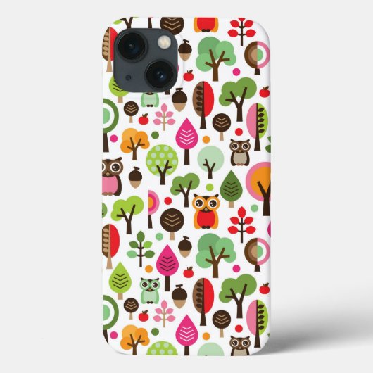 roze bladboom retro uil patroon Case-Mate iPhone case (Achterkant)