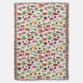 roze bladboom retro uil patroon deken (Voorkant Verticaal)