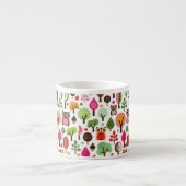 roze bladboom retro uil patroon espresso kop (Voorkant)