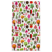 roze bladboom retro uil patroon klein cadeauzakje (Voorkant)