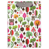 roze bladboom retro uil patroon klembord (Voorkant)