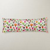 roze bladboom retro uil patroon lichaamskussen (Achterkant)