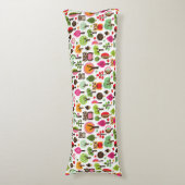 roze bladboom retro uil patroon lichaamskussen (Voorkant Verticaal)