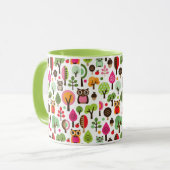 roze bladboom retro uil patroon mok (Voorkant links)