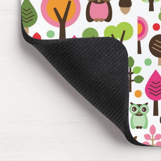 roze bladboom retro uil patroon muismat (Hoek)