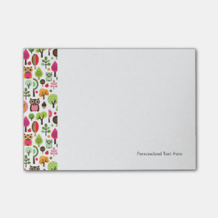 roze bladboom retro uil patroon post-it® notes