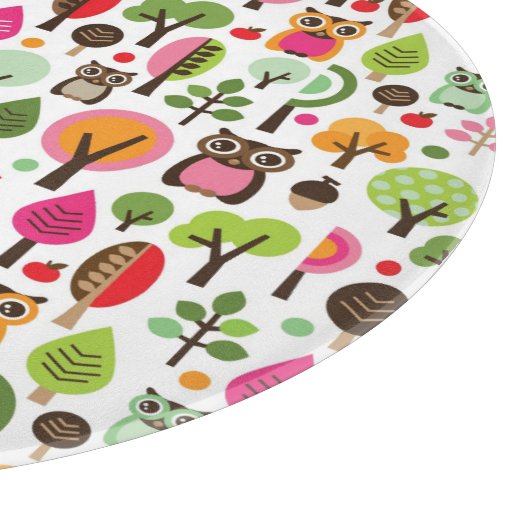 roze bladboom retro uil patroon snijplank (Hoek)