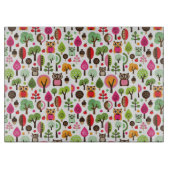 roze bladboom retro uil patroon snijplank (Voorkant)