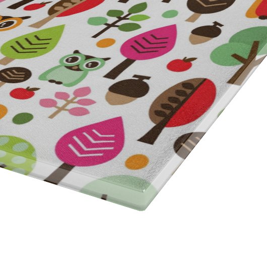 roze bladboom retro uil patroon snijplank (Hoek)