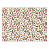 roze bladboom retro uil patroon tafelkleed (Voorkant (Horizontaal))