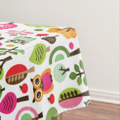 roze bladboom retro uil patroon tafelkleed (Voorbeeld)