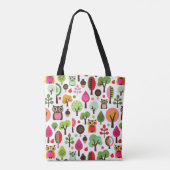 roze bladboom retro uil patroon tote bag (Achterkant)