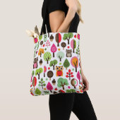 roze bladboom retro uil patroon tote bag (Dichtbij)