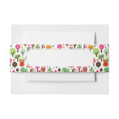 roze bladboom retro uil patroon uitnodigingen wikkel (Voorkant Voorbeeld)