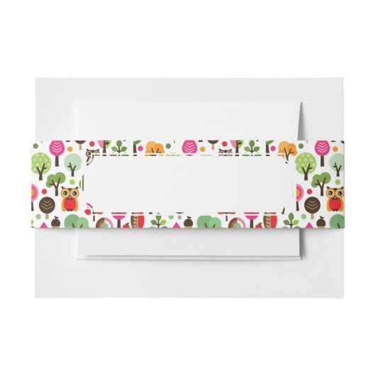 roze bladboom retro uil patroon uitnodigingen wikkel (Voorkant Voorbeeld)