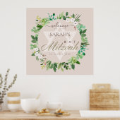 ROZE BLADENKRANS STAR BAT MITZVAH WELKOM POSTER (Keuken)