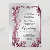 Roze bladeren bloeien bloemenbruiloft uitnodiging (Voorkant / Achterkant)