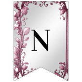 Roze bladeren bloeien bloemig Bunting vlag Vlaggetjes (Derde vlag)