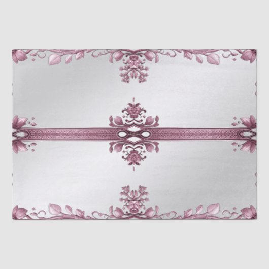 Roze Bladeren Bloeien Bloemig Tissuepapier (Voorkant)