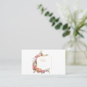 Roze bladeren, bloemen en mazelen plaatskaartje (Staand voorkant)