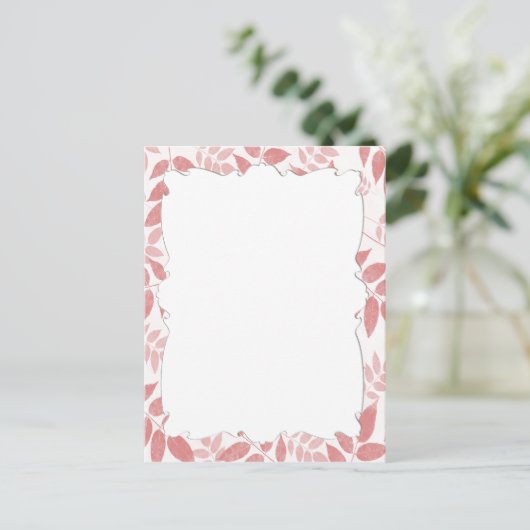 Roze bladeren Briefkaart (Staand voorkant)