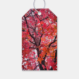 Roze bladeren cadeaulabel