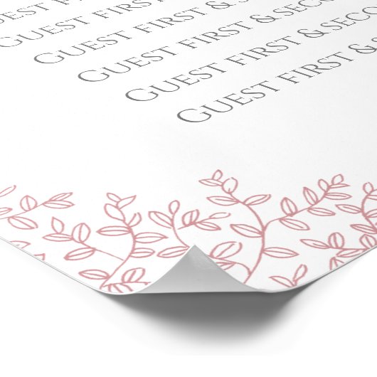 Roze bladeren cirkelvormige poster voor trouwzitje (Hoek)