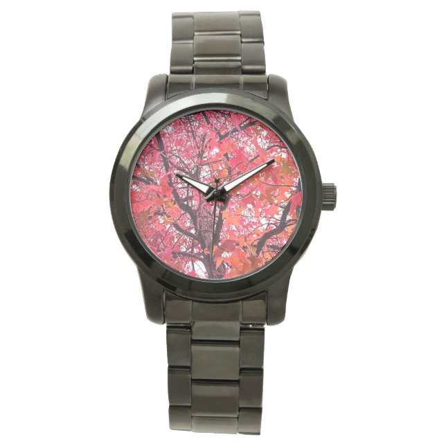 Roze bladeren horloge (Voorkant)