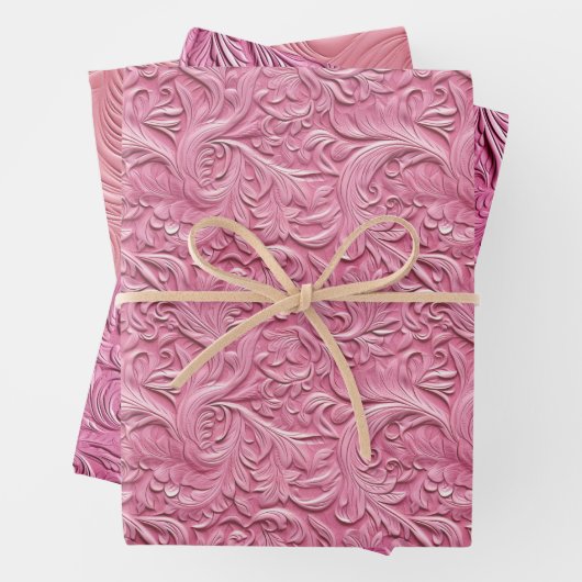 Roze bladeren inpakpapier vel (In situ)