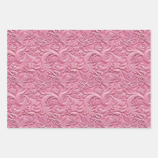 Roze bladeren inpakpapier vel (Voorkant)