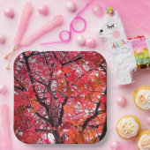 Roze bladeren papieren bordje (Feest)
