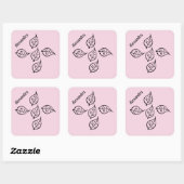 Roze bladeren Woodcut Square Sticker (Vel)