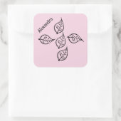 Roze bladeren Woodcut Square Sticker (Tas)
